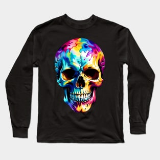 Colored Skull in Vibrant Vector Style Long Sleeve T-Shirt